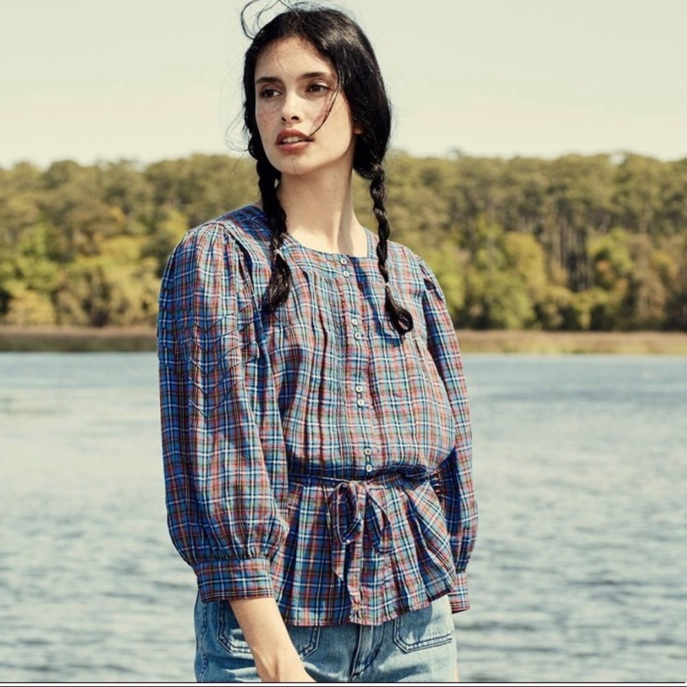 Doen Toulouse Top in French Plaid Blue